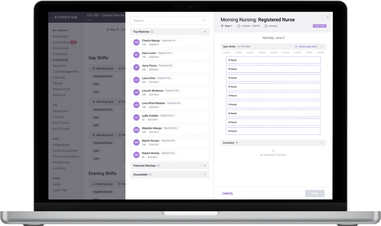 Modal assigning employee (when there is a list of open shifts) - Computer